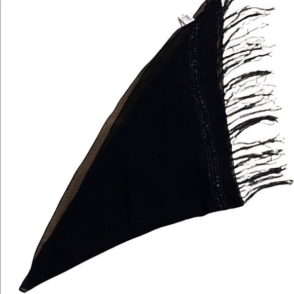 NWT Bijoux Terner beautiful black shawl/wrap with sequins and fringe - Picture 1 of 7